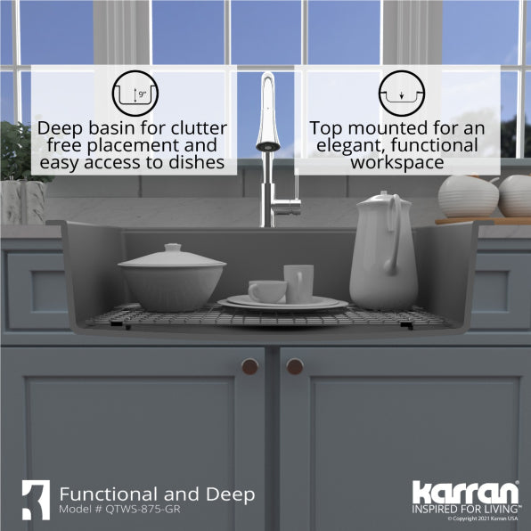 Quartz Composite Grey Kitchen Sink Matte 8