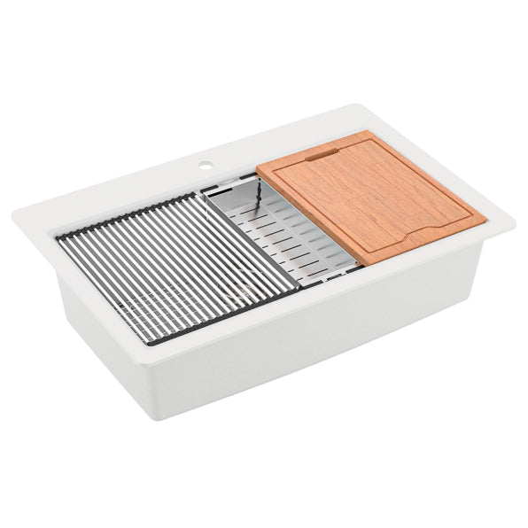 Quartz Composite White Kitchen Sink Matte 2