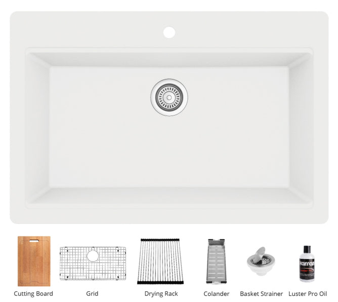 Quartz Composite White Kitchen Sink Matte 3