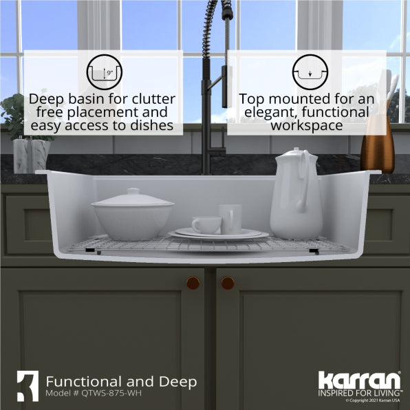 Quartz Composite White Kitchen Sink Matte 9