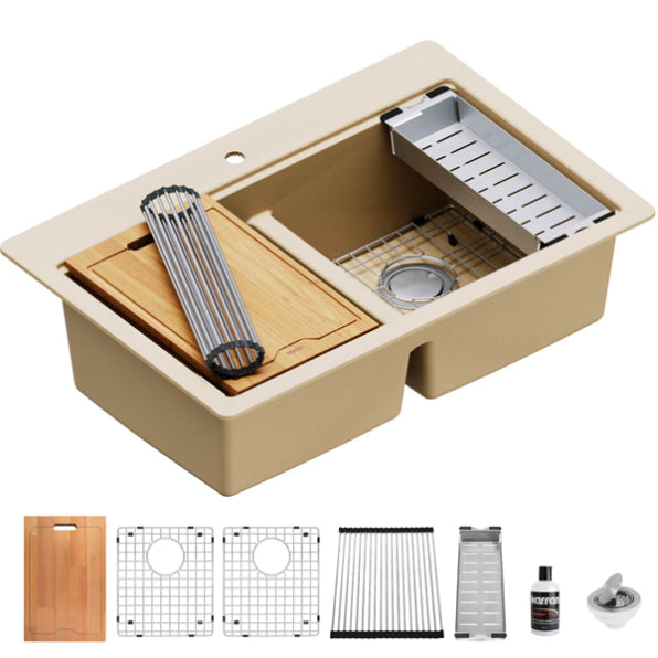 Quartz Composite Bisque Kitchen Sink Matte 1