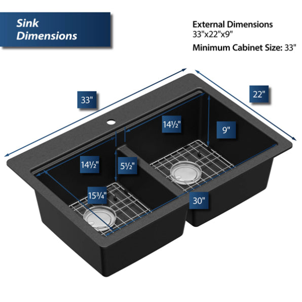 Quartz Composite Black Kitchen Sink Matte 2