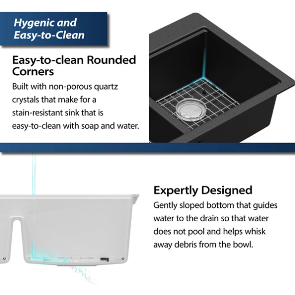 Quartz Composite Black Kitchen Sink Matte 7