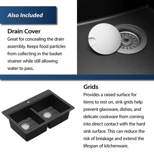 Quartz Composite Black Kitchen Sink Matte 8