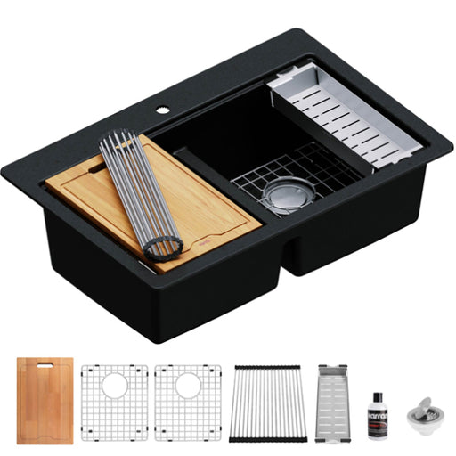 Quartz Composite Black Kitchen Sink Matte 1