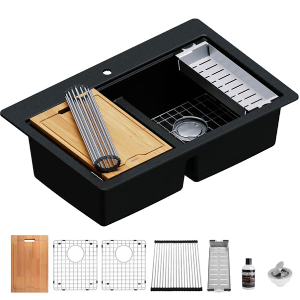 Quartz Composite Black Kitchen Sink Matte 1