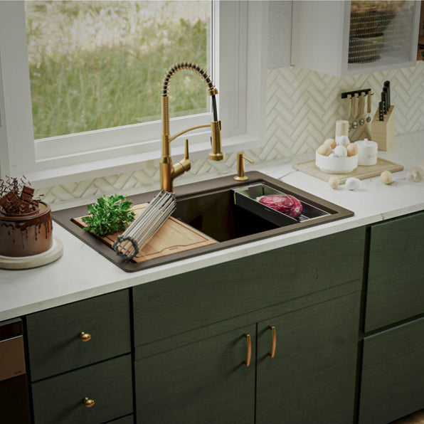Quartz Composite Brown Kitchen Sink Matte 3