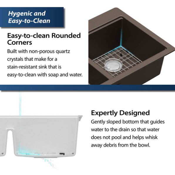 Quartz Composite Brown Kitchen Sink Matte 7