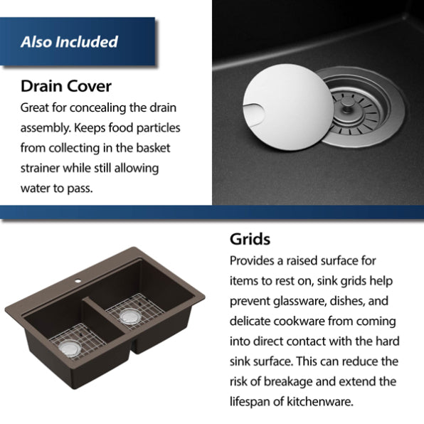 Quartz Composite Brown Kitchen Sink Matte 8