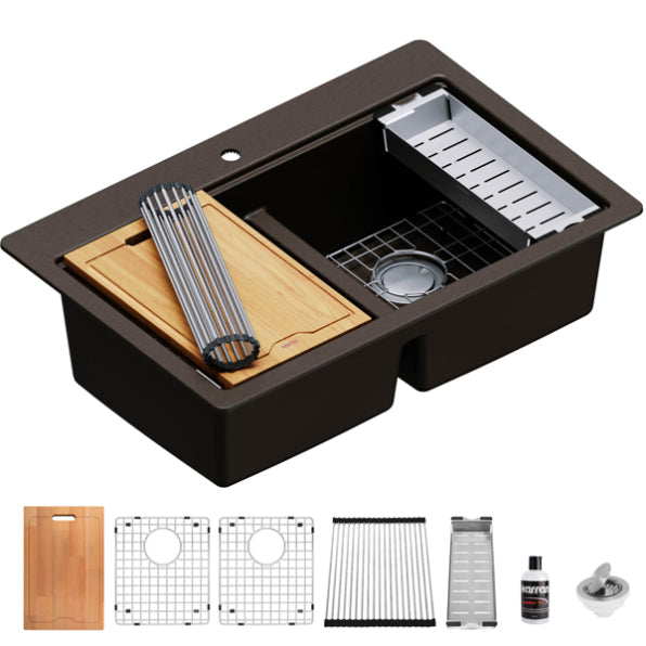 Quartz Composite Brown Kitchen Sink Matte 1