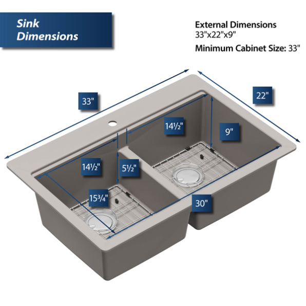 Quartz Composite Concrete Kitchen Sink Matte 2