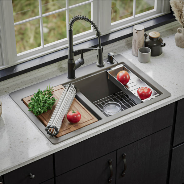 Quartz Composite Concrete Kitchen Sink Matte 3