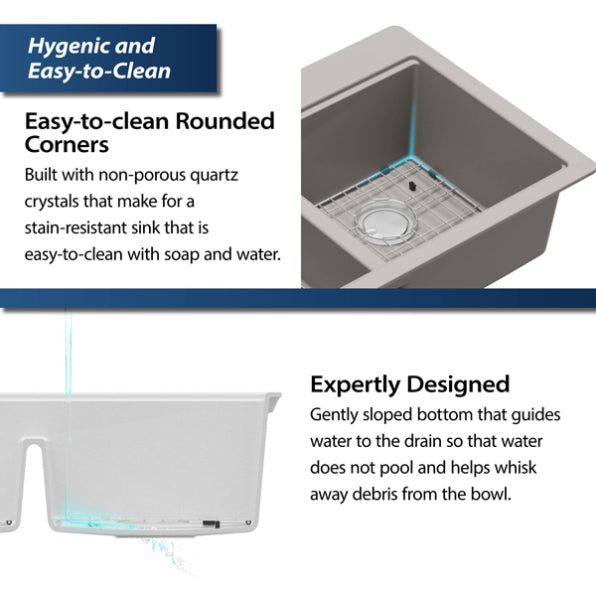 Quartz Composite Concrete Kitchen Sink Matte 7