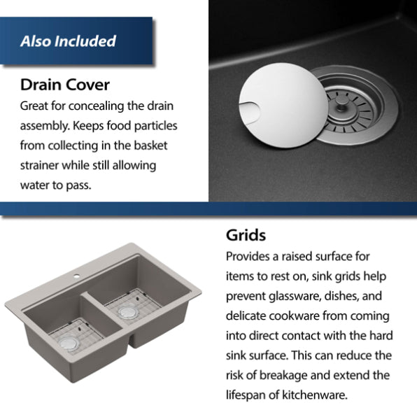 Quartz Composite Concrete Kitchen Sink Matte 8