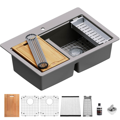 Quartz Composite Concrete Kitchen Sink Matte 1