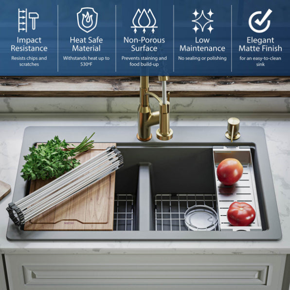 Quartz Composite Grey Kitchen Sink Matte 5