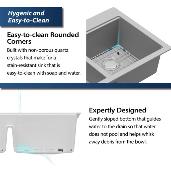 Quartz Composite Grey Kitchen Sink Matte 7