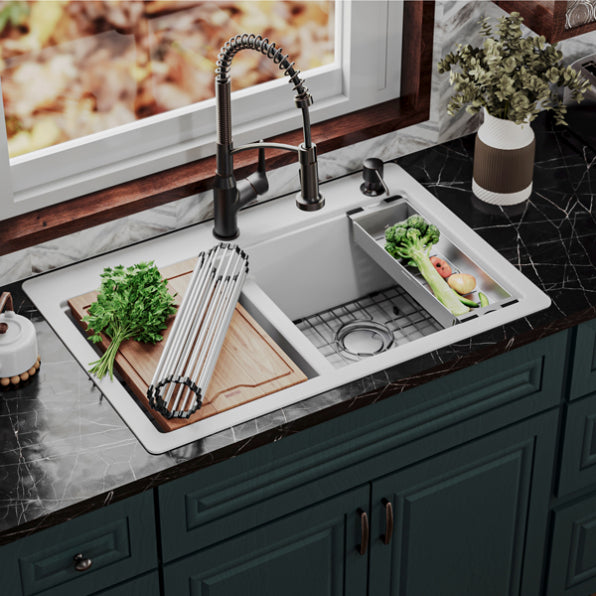 Quartz Composite White Kitchen Sink Matte 3