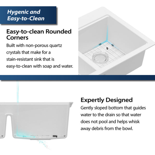 Quartz Composite White Kitchen Sink Matte 7