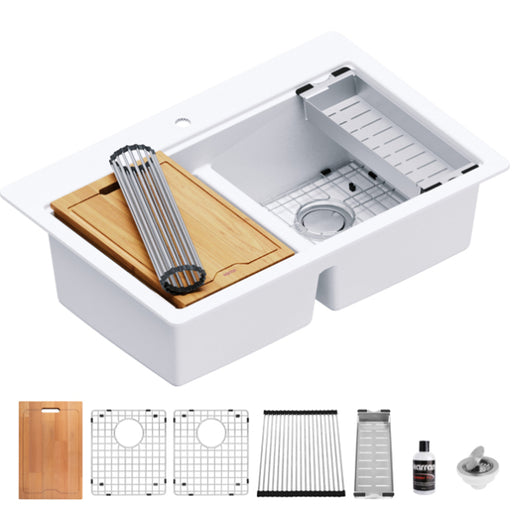 Quartz Composite White Kitchen Sink Matte 1