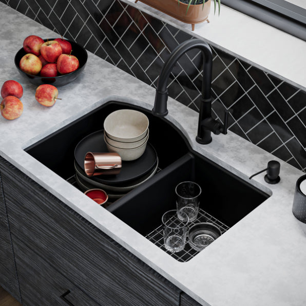 Quartz Composite Black Kitchen Sink Matte 7