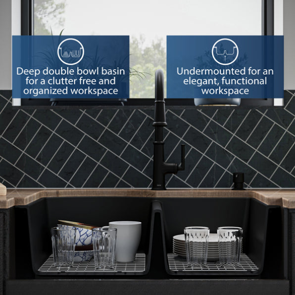 Quartz Composite Black Kitchen Sink Matte 8