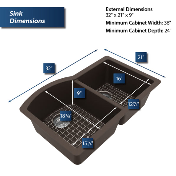 Quartz Composite Brown Kitchen Sink Matte 3