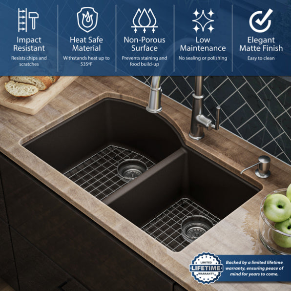 Quartz Composite Brown Kitchen Sink Matte 6