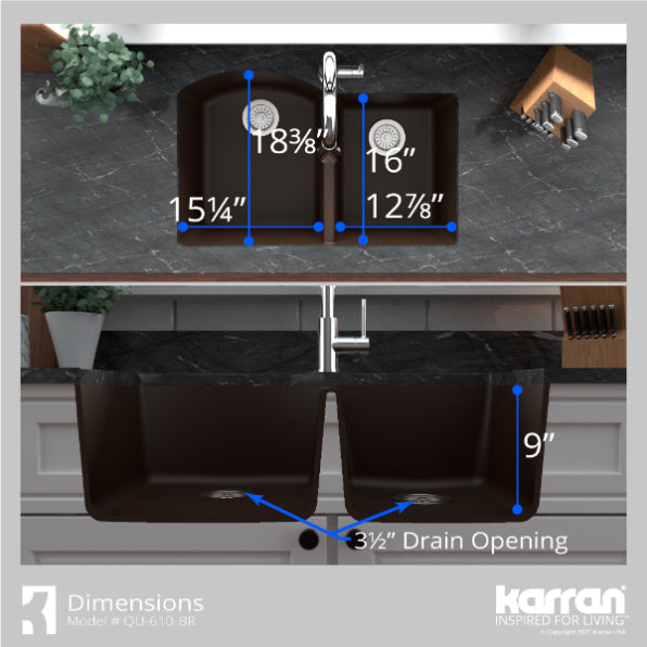 Quartz Composite Brown Kitchen Sink Matte 7