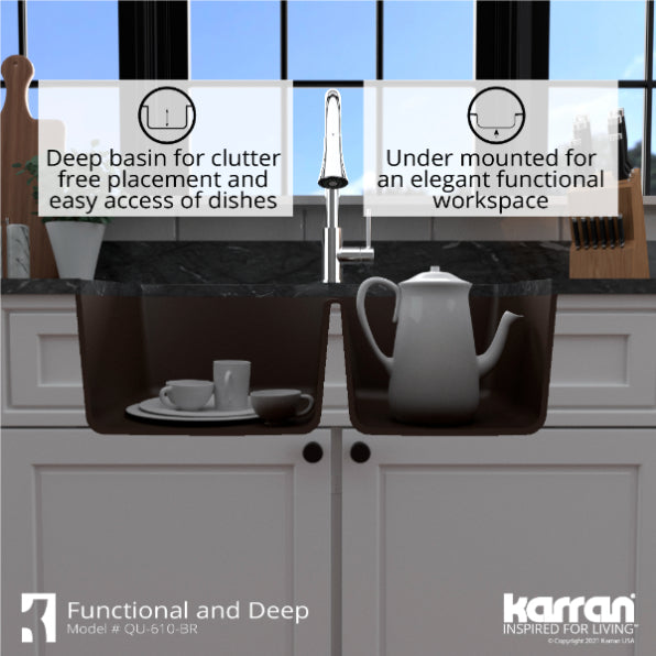 Quartz Composite Brown Kitchen Sink Matte 8