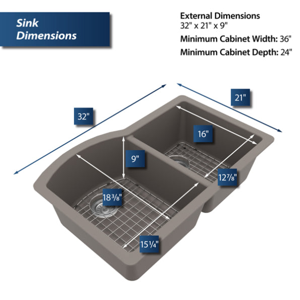 Quartz Composite Concrete Kitchen Sink Matte 3