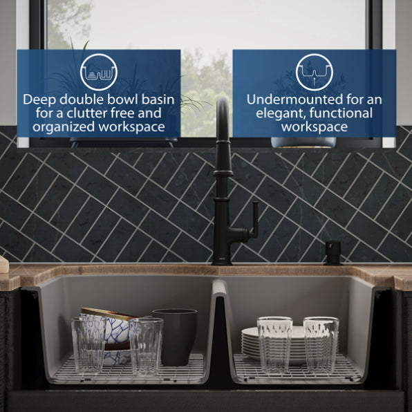 Quartz Composite Concrete Kitchen Sink Matte 8