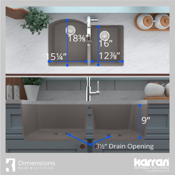 Quartz Composite Concrete Kitchen Sink Matte 7