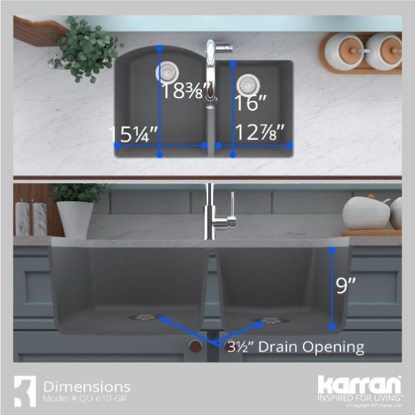 Quartz Composite Grey Kitchen Sink Matte 7