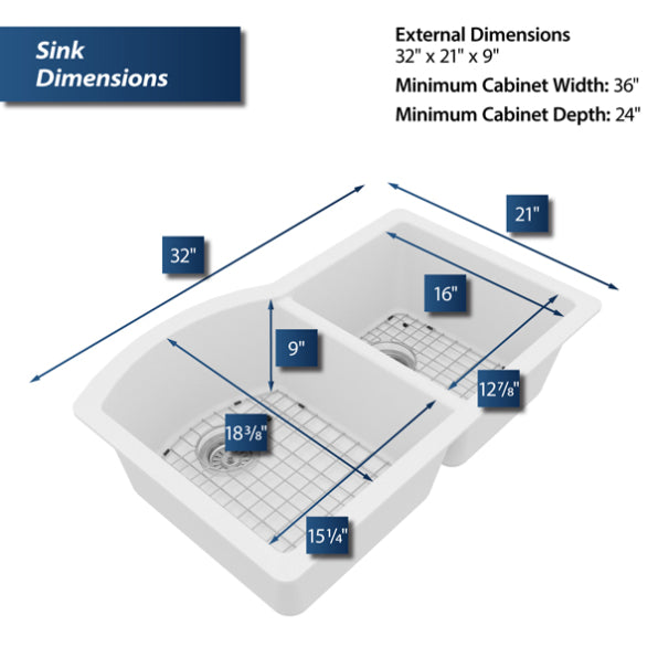 Quartz Composite White Kitchen Sink Matte 3