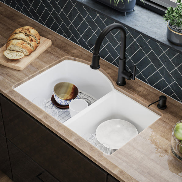 Quartz Composite White Kitchen Sink Matte 7