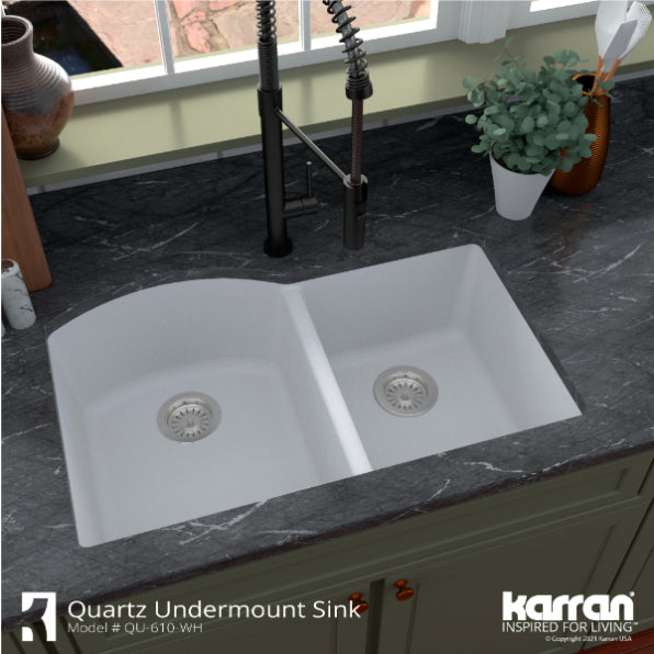 Quartz Composite White Kitchen Sink Matte 5