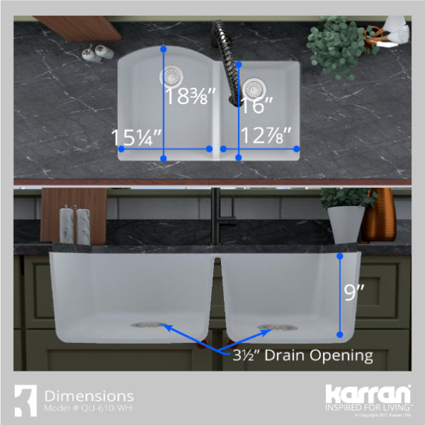 Quartz Composite White Kitchen Sink Matte 7