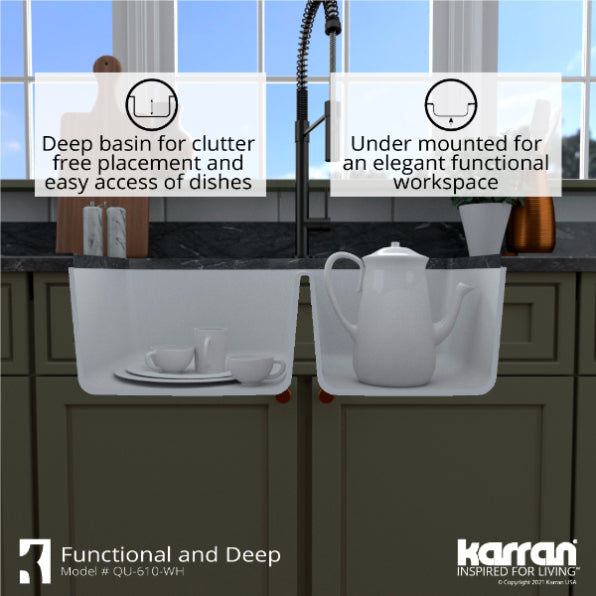 Quartz Composite White Kitchen Sink Matte 8