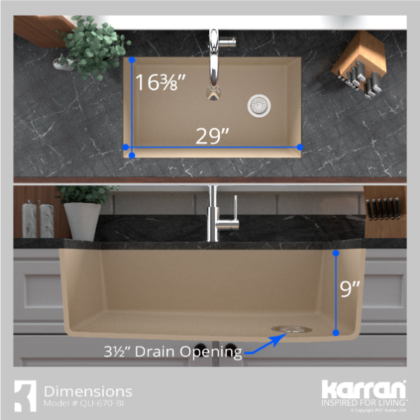 Quartz Composite Bisque Kitchen Sink Matte 7