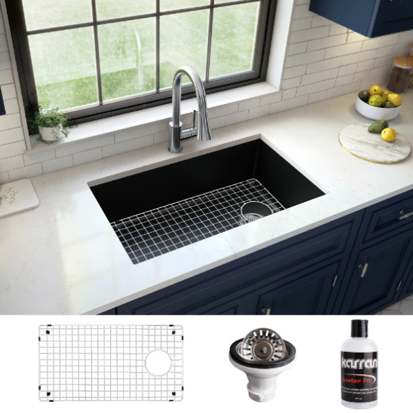 Quartz Composite Black Kitchen Sink Matte 4