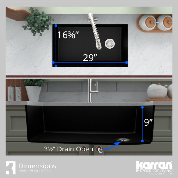 Quartz Composite Black Kitchen Sink Matte 7