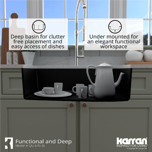 Quartz Composite Black Kitchen Sink Matte 8