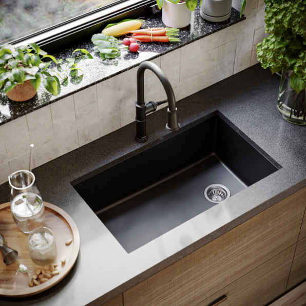 Quartz Composite Black Kitchen Sink Matte 4