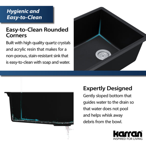 Quartz Composite Black Kitchen Sink Matte 7