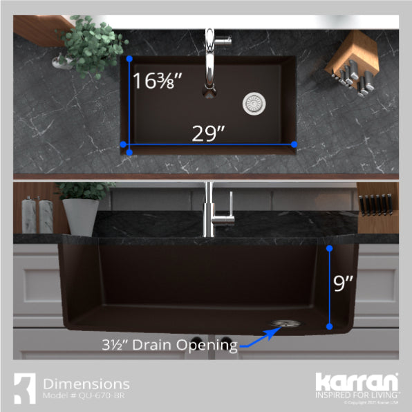 Quartz Composite Brown Kitchen Sink Matte 7