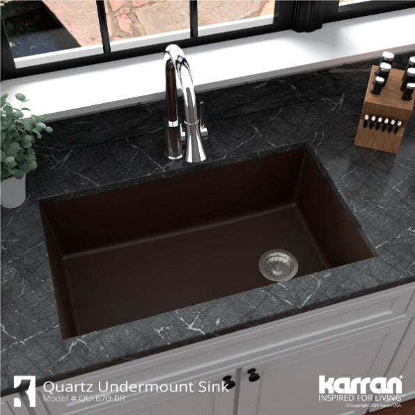 Quartz Composite Brown Kitchen Sink Matte 5