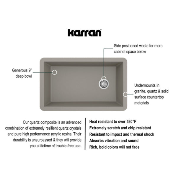 Quartz Composite Concrete Kitchen Sink Matte 3