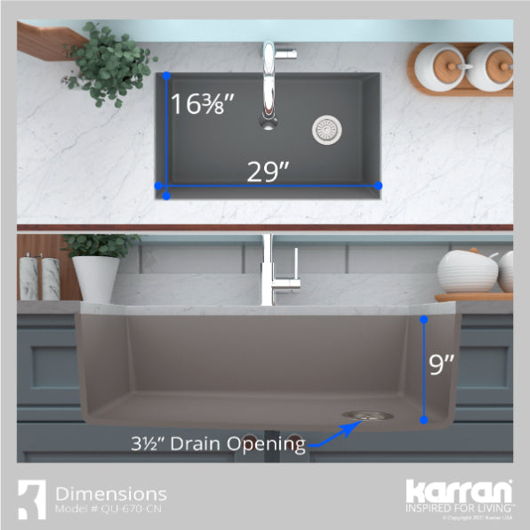 Quartz Composite Concrete Kitchen Sink Matte 7