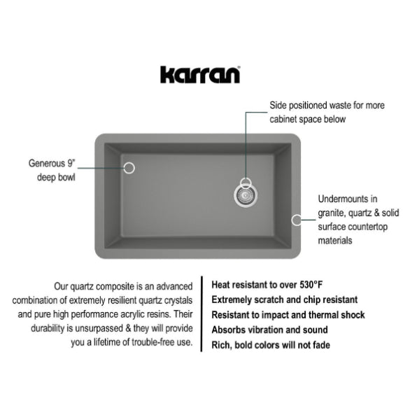 Quartz Composite Grey Kitchen Sink Matte 3